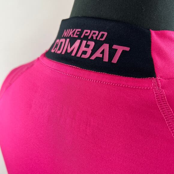 NIKE Pro Combat DRI-Fit Hyperwarm Compression Mock 2.0 Long Sleeve Top Pink S - Picture 6 of 10